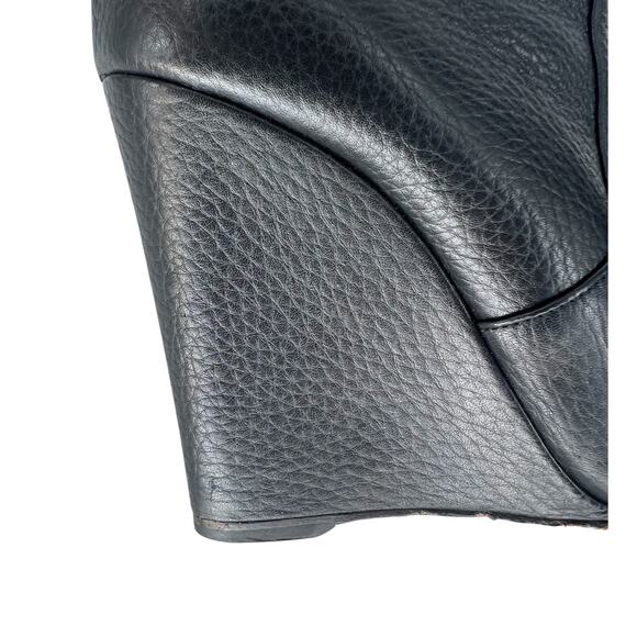 Christian Louboutin Civiliza 100 Black Leather Wedge Knee High Boots Size 37 - Picture 13 of 16